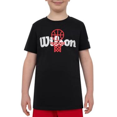 Imagem de WILSON Camisetas de manga curta para meninos - Camisetas juvenis elegantes para ocasiões diárias - Camisetas ideais para meninos, Basquete preto, G