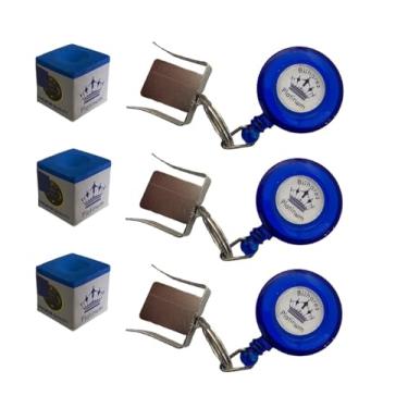 Imagem de 3 Porta Giz De Sinuca - Modelo Retrátil Com Cordinha + 3 Giz