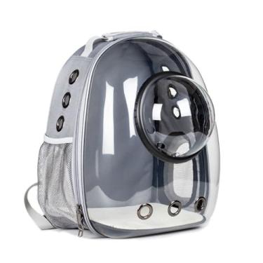 Imagem de SHENGX Mochila Transportadora Para Gatos, Mochila Para Animais De EstimaçãO, Mochila PortáTil E RespiráVel Para Carregar Animais De EstimaçãO, ImpermeáVel, Transparente,Cinza,A