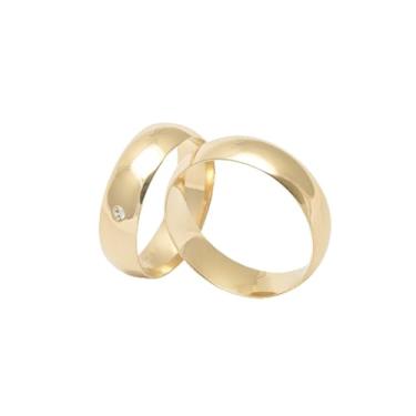 Imagem de Par de Aliança Anel Tradicional Grossa Banhada Ouro 18k