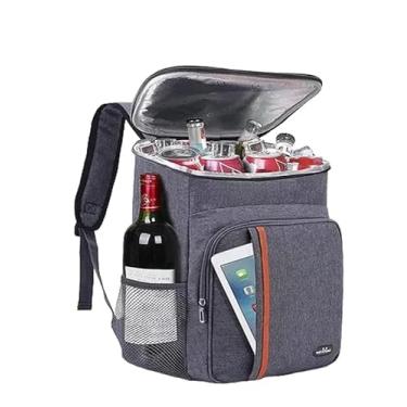 Imagem de Mochila Térmica Impermeável Grande Capacidade Cooler Garrafa Vinho Quente Frio (CINZA)