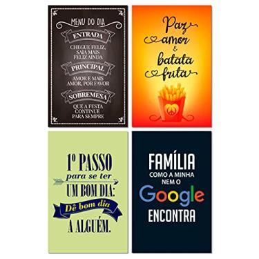 Imagem de Kit 4 Placas Decorativas Frases Família Cozinha Mdf 20x30 cm