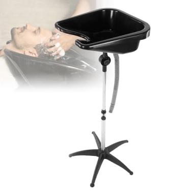 Imagem de Bacia de cabelo, altura ajustável em altura para barbeiro, tigela de salão portátil, xampu de plástico, tratamento capilar, lavatório profundo, tigela de tratamento capilar com mangueira de drenagem