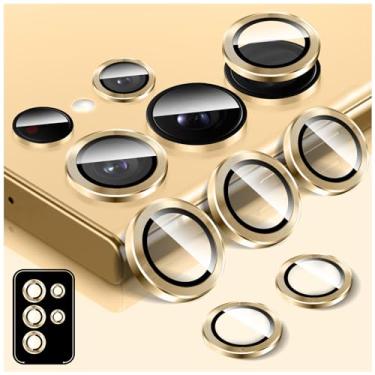 Imagem de Kucheed Protetor de lente de câmera para Samsung Galaxy S24 Ultra, anéis individuais de liga de alumínio de alinhamento automático, protetor de tela de vidro temperado 9H, adesivo de filme