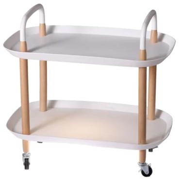Imagem de Mesa de Centro ou Lateral com Rodinhas 2 Prateleiras Moderna e Elegante (Branco/Retangular)