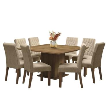 Imagem de Conjunto Sala de Jantar Mesa Tampo de Madeira 8 Cadeiras Leila Madesa