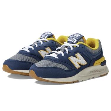Imagem de New Balance Tênis infantil unissex 997h, Azul-marinho/vintage índigo/gengibre limão, 1 Wide Little Kid