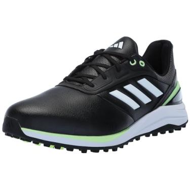 Imagem de adidas Tênis de golfe masculino Solarmotion Spikeless Lighstrike 24, Core Black/Calçado Branco/Verde Spark, 10 Wide