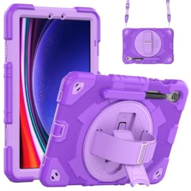 Imagem de Capa para tablet Samsung Galaxy Tab S9FE 10,9 polegadas Tab S9 de 28 cm à prova de choque de corpo inteiro para crianças, segura, não tóxica, com compartimento para caneta (roxo e roxo, para Tab S9 11