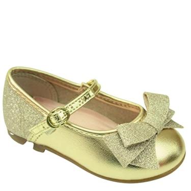 Imagem de Sapatilha Molekinha Metalizado Glitter Bebê-Meninas, Dourado, 20