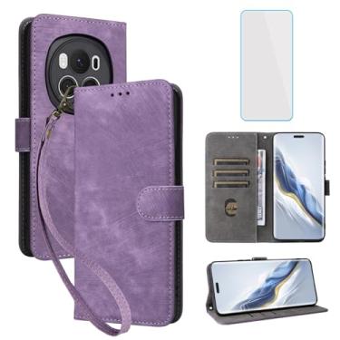 Imagem de IUQXU Capa carteira para celular Honor Magic6 Pro 5G com protetor de tela [bloqueio RFID] Suporte de cartão de couro com suporte para celular feminino e masculino para BVL-AN16 Honor Magic 6 Pro 6Pro