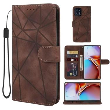 Imagem de Wanyuexes Capa para Motorola Edge Plus 2023 Capa/Moto X40/Moto Edge 40 Pro XT23015 Capa carteira de couro PU flip com suporte para cartão de crédito para Motorola Edge Plus 2023 marrom