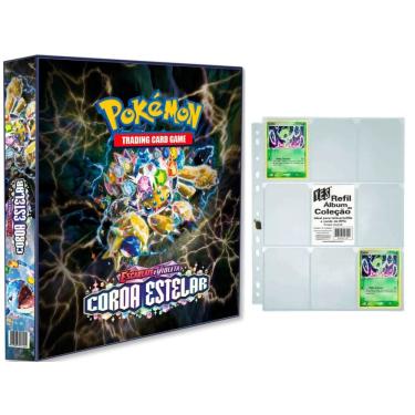 Imagem de Album Pasta Fichário Pokemon Escarlete e Violeta Coroa Estelar com 10 Folhas 9 bolsos Capa Dura TCG