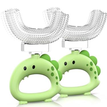 Imagem de Escova de dentes em forma de U – para crianças, escova de dentes manual de boca inteira para crianças de 2 a 4 a 5 a 6 anos ou mais, escova de silicone macio de grau alimentício, limpeza oral de 360°,