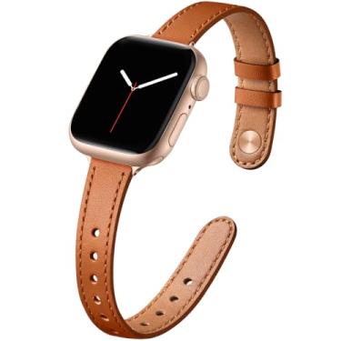 Imagem de IMIVIO Pulseiras femininas de couro genuíno de grão superior para Apple Watch Ultra, SE de 40 mm, 44 mm, 45 mm, 41 mm, 38 mm, 42 mm, 46 mm e 49 mm para Apple Watch Ultra SE séries 10/9/8/7/6/5/4/3