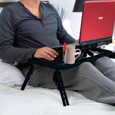 Imagem de Mesa P/ Notebook Dobrável Portátil Cama Home Office Ventila Estudo Tra