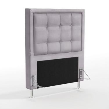 Imagem de Cabeceira Taurus 90 para Cama de Solteiro N-023 Veludo Cinza Claro Ara