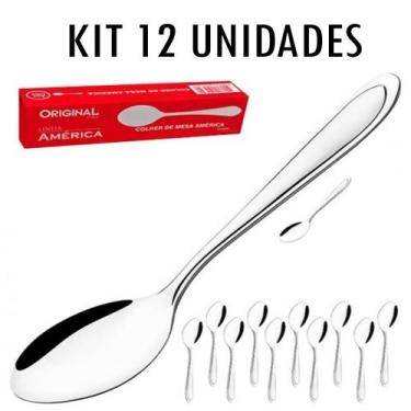 Imagem de Kit 12 Colher de Sobremesa em Aço Inox Original Line