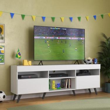 Imagem de Rack TV 65" Retrô e 2 Portas Espanha Multimóveis MP3327 Branco/Preto
