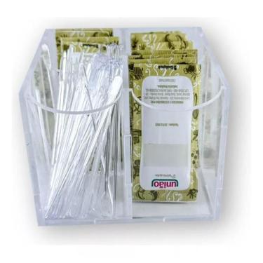 Imagem de Porta Sachês Açúcar 4 Nichos Sem Tampa Acrílico Transparente - CNC Sor