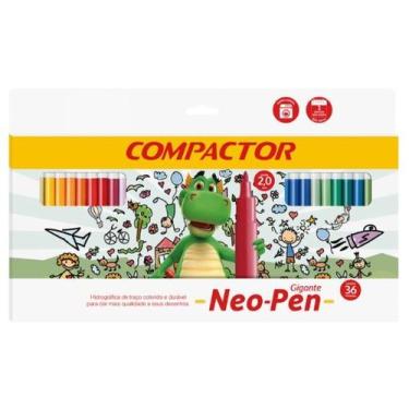 Imagem de Canetinha Hidrografica Neon - Pen Gigante 36 cores - Compactor