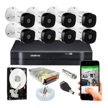 Imagem de Kit 8 Câmeras Intelbras Hd 720p Dvr Mhdx Multi Hd 8 Canais C/Hd 320gb