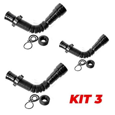 Imagem de Kit 3 Sifão Universal P/ Pia, Lavatório e Tanque Preto Astra