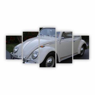 Imagem de Quadro Tela Canvas Decorativo Carro Fusca Branco 200X100Cm - Plimshop