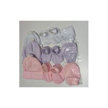 Imagem de 3 Kits recém nascido  Touca  pompom + Par de Luvas + Par de Sapatinho 