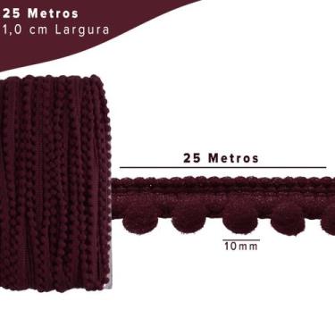 Imagem de Fita Pompom Vinho 10mm Rolo Com 25 Metros - Nybc