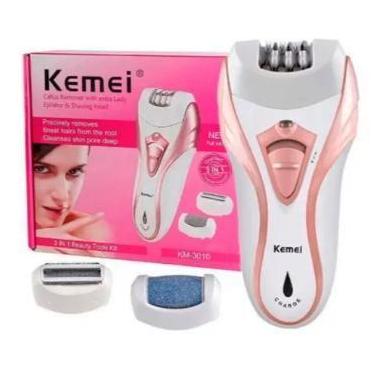 Imagem de Kemei KM-3010 3 em 1 Branco Recarregável Depilador - Bivolt - Center S