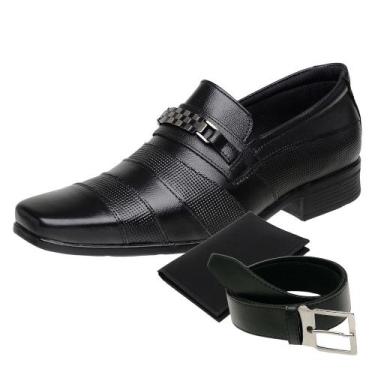 Imagem de Kit Sapato Formal em Couro Masculino Cinto e Carteira San Lorenzo 3041