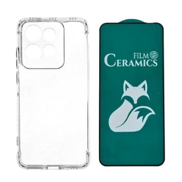 Imagem de Compátivel com Moto Edge 50 Neo - Capa Capinha Anti Impacto Queda + Película de Ceramica 9d, silicone transparente clear com bordas reforçadas e flexível com efeito cristal