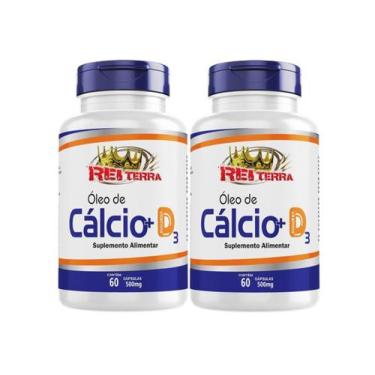 Imagem de 2x Óleo De Cálcio + Vitamina D3 60 Capsulas 500mg Rei Terra, Sem sabor