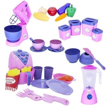 Imagem de Kit Jantar Menina Forma Pote Brinquedo Casinha Xícaras 35Pç - Altimar