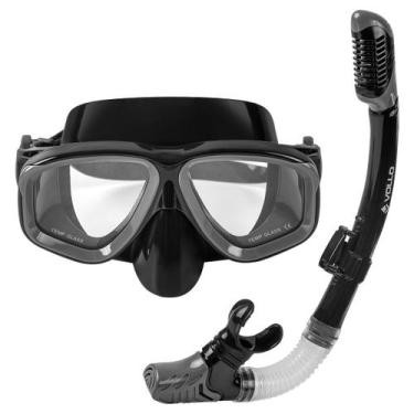 Imagem de Conjunto de Mergulho Adulto Máscara Respirador Snorkel Praia Piscina L