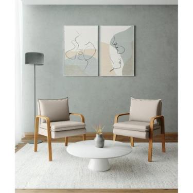 Imagem de Kit Com 2 Poltronas Decorativa - Suede Bege - Bela - Home Mobily