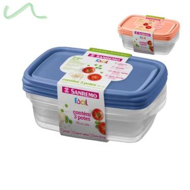 Imagem de Kit Potes Plástico 3 Peças Sanremo 785ml Freezer Micro-ondas