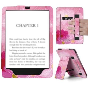 Imagem de Famavala Capa para leitor eletrônico de 17,3 cm (11ª geração-2021), capa fina com alça de mão, incompatível com dispositivos Kobo/Pocketbook/Nook de 17,3 cm (flor rosa)