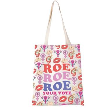 Imagem de XYANFA Bolsa feminina feminista Roe Roe Roe Your Vote Reproductive Support Gift Strong Women Uterus Shopping Bag, Roe