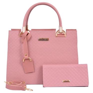 Imagem de Kit Bolsa Feminina Tote Castelo + Carteira  - Aryel, Rosa
