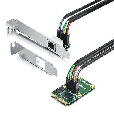 Imagem de 10Gtek Placa de rede Ethernet Mini PCIe 1G (Intel I210AT), com luz LED, comprimento do cabo de 30 cm, porta única RJ45, interface mini pice, não serve para M.2