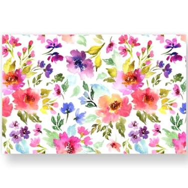 Imagem de Jogo americano de papel floral, 50 folhas, aquarela, flor, descartável, tapete de mesa de papel decorativo floral colorido para casamento, mesa de jantar, 28 x 43 cm