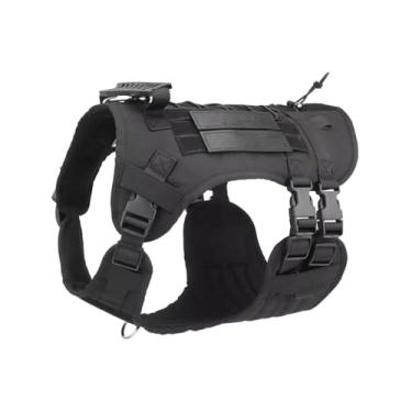 Imagem de Colete Peitoral Tático K9 para Cão Policial Militar, Nylon, 6 Fivelas (Preto, M)