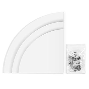 Imagem de Prateleira de Canto Flutuante de PVC de 3 Unidades Montada na Parede Estante de Armazenamento Estantes Móveis para Casa Decoração de Escritório Prateleira de Canto Branco para