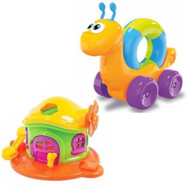 Imagem de 2 Brinquedos Para Bebê Caracol e Cogumelo Didático - JxP Brink