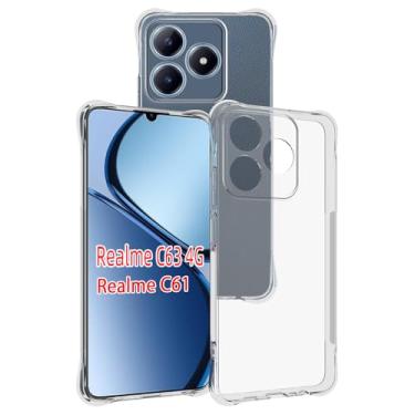 Imagem de USTIYA Capa para Realme C63 / Realme C61 TPU transparente quatro cantos capa de proteção de grau militar transparente macia