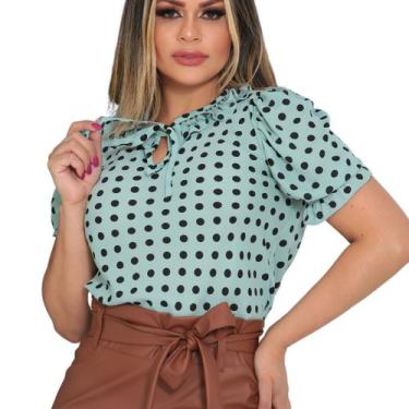 Imagem de Blusa Social Feminina Poa Bolinha Manga Bufante Evangelica - Look Moda