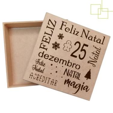 Imagem de Caixa Decorada Mensagens Desenhos Palavras Feliz Natal Boas Festas MDF