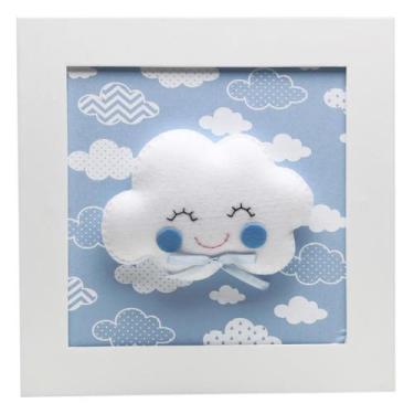 Imagem de Quadro Decorativo Nuvem Com Carinha Azul Quarto Bebê Infantil Menino -